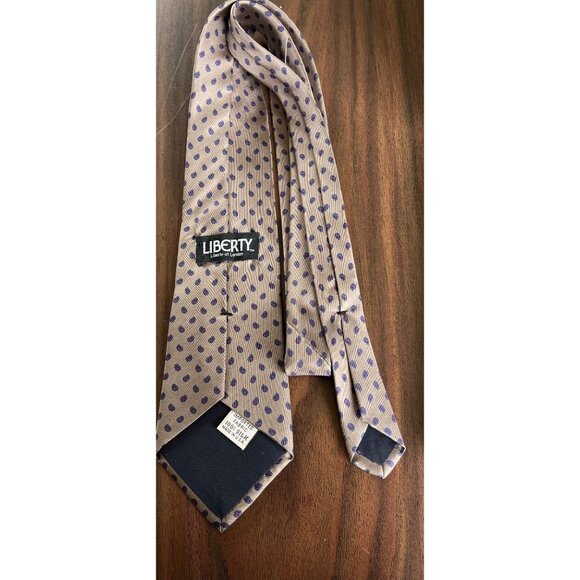 Vintage Liberty Of London Tie Beige Red Blue Paisley Tie Imported Fabric 100% Si - Picture 3 of 6